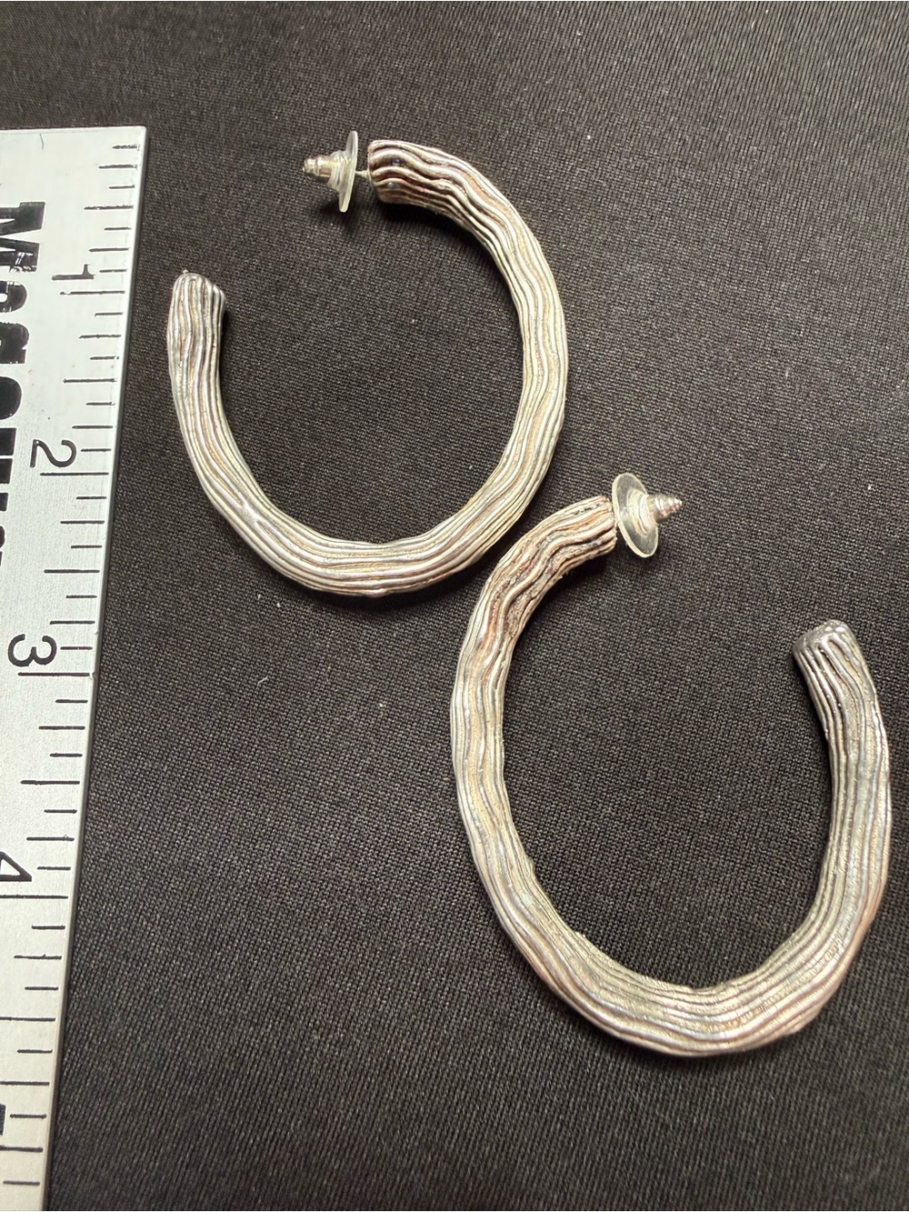 Sterling Silver Textured Hoop Earrings - Women Jewelry